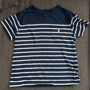 Boy’s Blue and White Striped Polo T-Shirt, sz 5